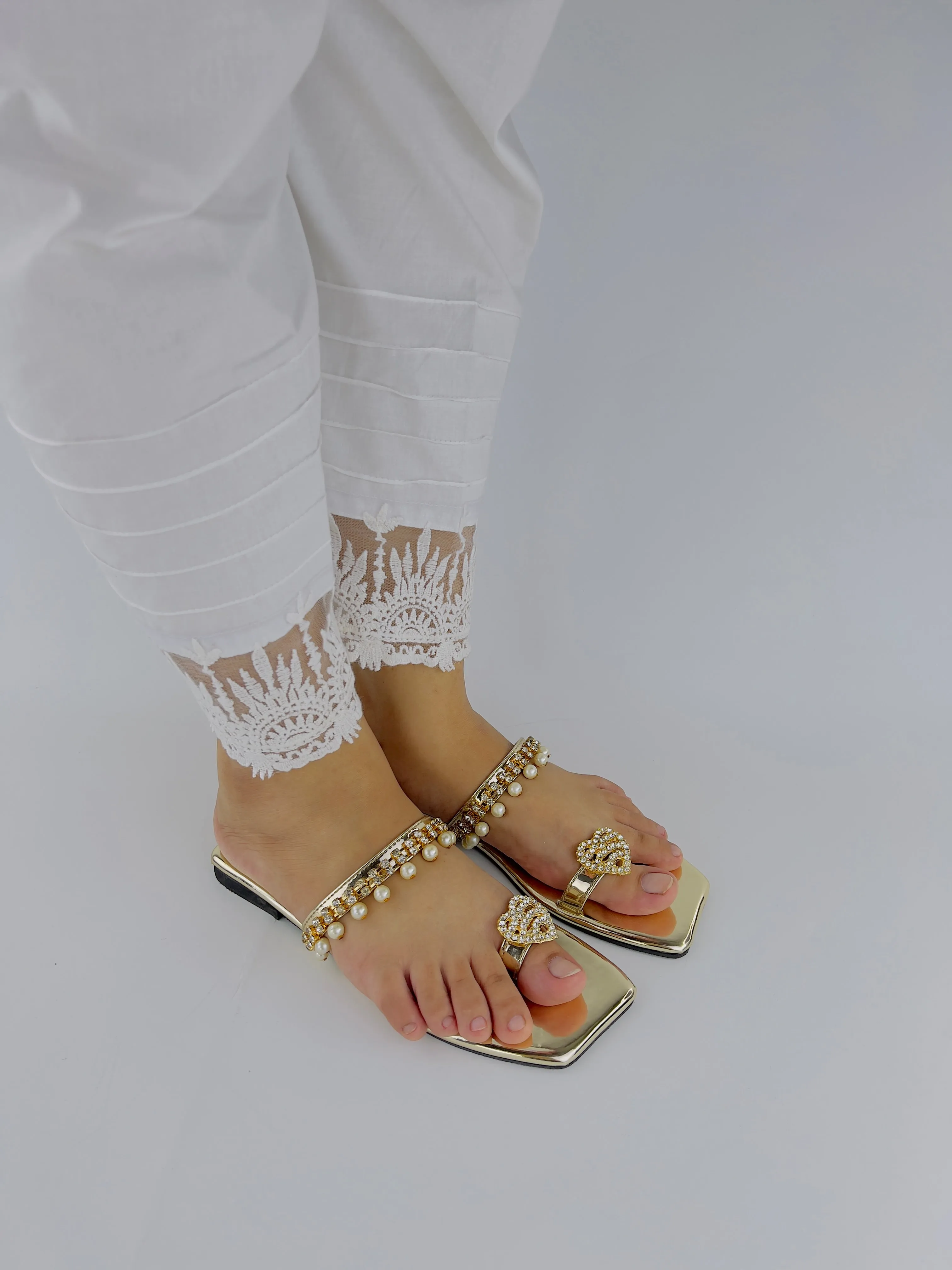 Zoe Golden Party Wear Slip-On Slides