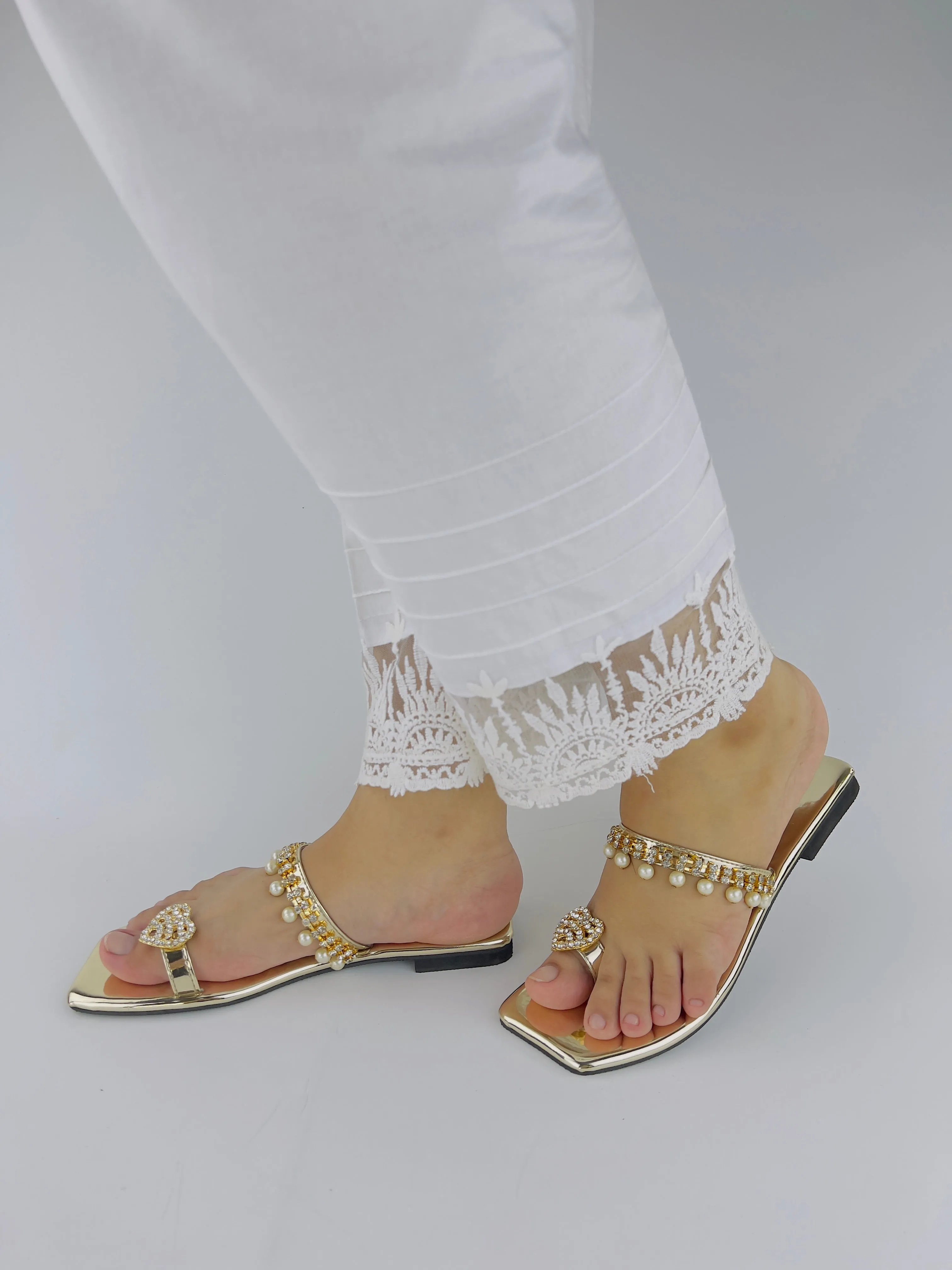 Zoe Golden Party Wear Slip-On Slides